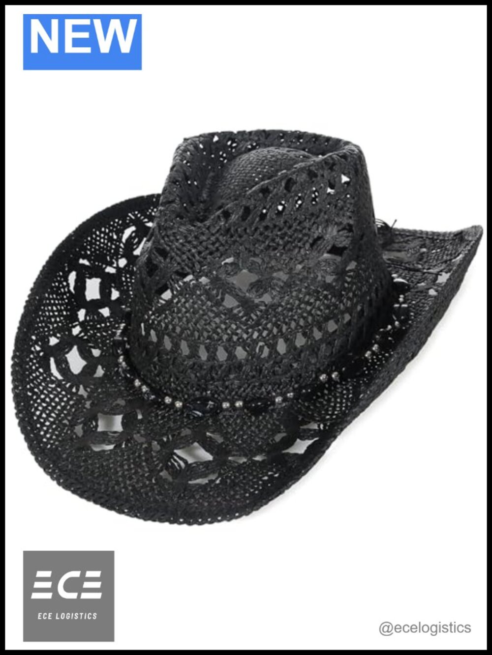 Packable Woven Straw Cowboy Hat Wide Brim UPF 50+ Western Cowgirl